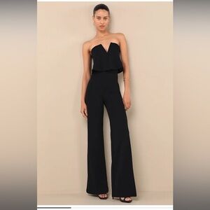 Lulus Power of Love Black Strapless Jumpsuit
